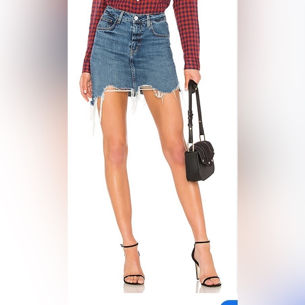 REVOLVE Father’s Daughter High Rise Riley Denim Distressed Skirt size 26